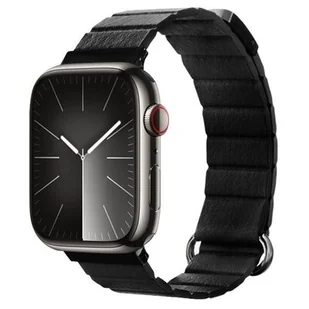 Crong Eclipse - Skórzany pasek magnetyczny Apple Watch 42/44/45/49 mm (czarny) - Akcesoria do smartwatchy - miniaturka - grafika 1