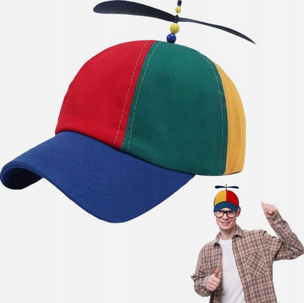 CZAPKA Z HELIKOPTEREM ŚMIGŁEM KOLOROWA BAWEŁNIANA WESOŁA UNISEX