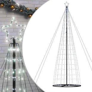 vidaXL Stożkowa choinka z lampek, 1534 zimnych białych LED, 503 cm - Choinki - miniaturka - grafika 1