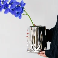 Inne - TEMU 1 szt., nowoczesny elegancki srebrzysty ceramiczny wazon, kreatywna marszczona papierowa torba zaprojektowany ceramiczny wazon do domowej kuchni - miniaturka - grafika 1