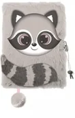Zabawki kreatywne - Pamiętnik z kłódką A5/96K 3D włochacz Raccoon - ST-MAJEWSKI - miniaturka - grafika 1