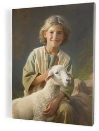 Niebiańska Opieka: Mały Jezus jako Młody Dobry Pasterz, obraz - Ikony i obrazy sakralne - miniaturka - grafika 1