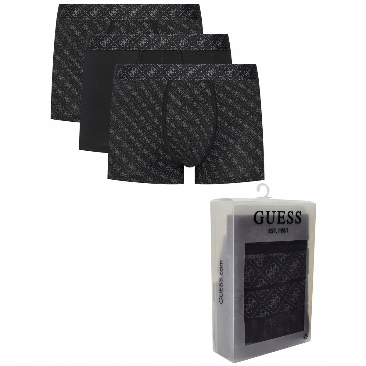 Bokserki Męskie Guess 3-Pack Monogram Czarny U5BG69 K6YW1 PJ2R M