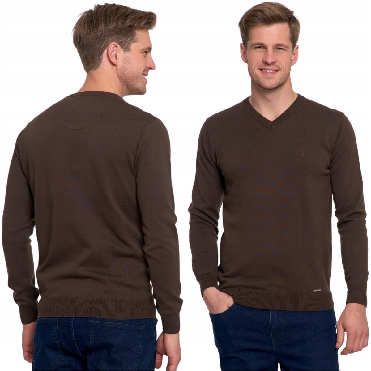Sweter Męski Klasyczny Bawełniany Prosty Krój Długi Rękaw Moraj Xl Dark Brown