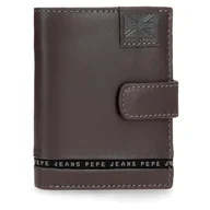 Portfele - Pepe Jeans Pionowy portfel z uchwytem na karty i zamknięciem zatrzaskowym brązowy 8,5x10,5x1 cm Skóra by Joumma Bags, Brązowy brązowy, Talla única, Pionowy portfel z uchwytem na karty i zapięciem na - miniaturka - grafika 1