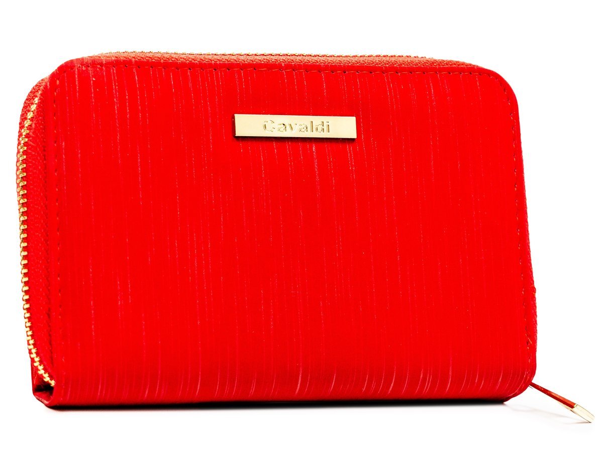 Portfel damski na zatrzask i suwak czerwony 4U CAVALDI średniej wielkości modny elegancki karty gotówka