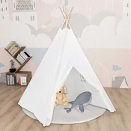 Namioty i tipi dla dzieci - shumee Biały namiot dziecięcy tipi z torbą peach skin 120x120x150cm - miniaturka - grafika 1