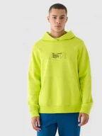 Bluzy sportowe męskie - Męska bluza dresowa nierozpinana z kapturem 4F 4FRAW24TSWSM1816 - zielona - miniaturka - grafika 1