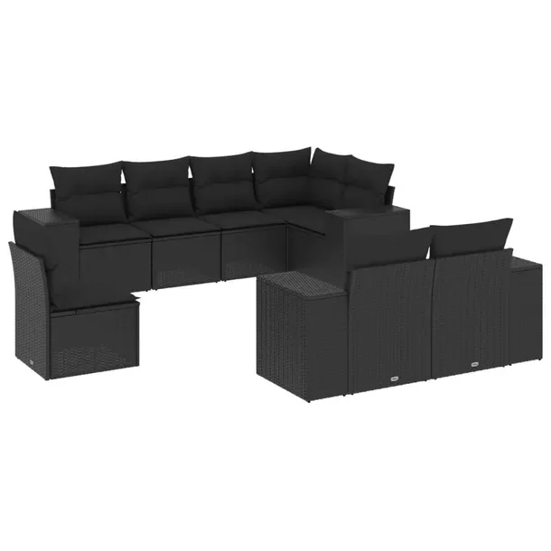 Modułowy zestaw mebli ogrodowych z rattanem PE, czarny, wymiary: 62x62x69