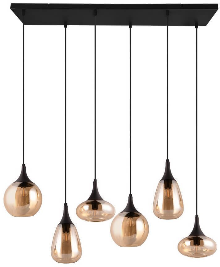 Lampa wisząca Trio Wielopunktowa lampa zwieszana VESTARI DL613317000 czarna bursztynowa