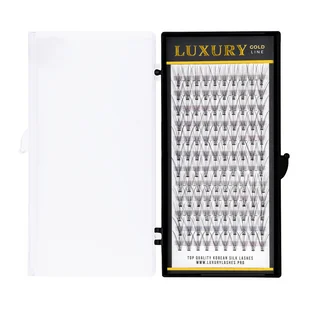 Luxury Lashes GOLD C 9 mm Pojedyncze, jedwabne kępki rzęs - Sztuczne rzęsy i akcesoria - miniaturka - grafika 1