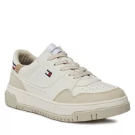 Buty dla dziewczynek - Sneakersy Tommy Hilfiger Low Cut Lace-Up Sneaker T3X9-33366-1269 S Beige/Off White A360 - miniaturka - grafika 1