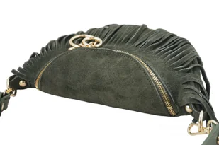 Saszetka nerka damska zamszowa - Zielona - Torebki damskie Saszetka nerka damska zamszowa - Zielona - Torebki damskie - miniaturka - grafika 9