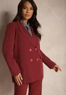 Marynarki i żakiety damskie - Bordowa Dwurzędowa Marynarka na Guziki z Poduszkami w Ramionach Elennia - miniaturka - grafika 1