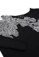 Swetry damskie - faina Damski sweter z dzianiny bez ramiączek z nieregularnym haftem koronkowym, czarny, rozmiar XS/S, czarny, XL - miniaturka - grafika 1