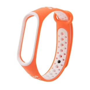 Zamienna silikonowa opaska pasek do Xiaomi Mi Band 4 / Mi Band 3 Dots pomarańczowo-biały - Akcesoria do smartwatchy - miniaturka - grafika 1