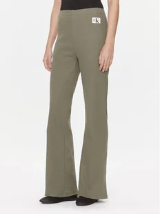 Calvin Klein Jeans Spodnie materiałowe J20J222598 Zielony Straight Fit - Spodnie damskie - miniaturka - grafika 1