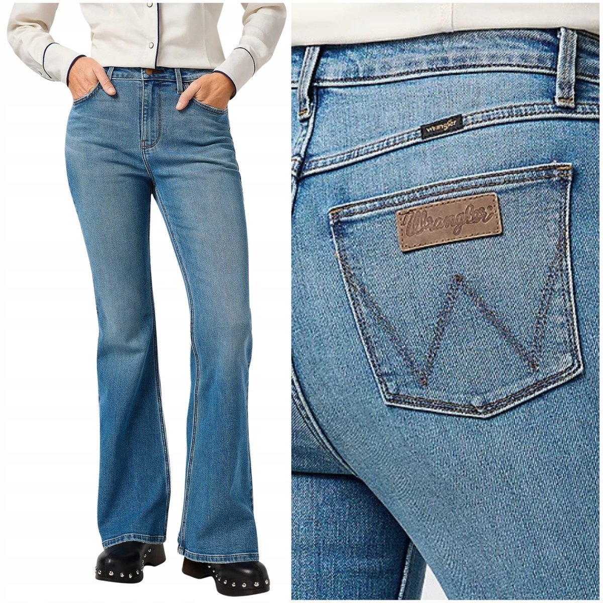 Wrangler FIERCE FLARE high Sierra damskie spodnie jeansowe dzwony W25 L32