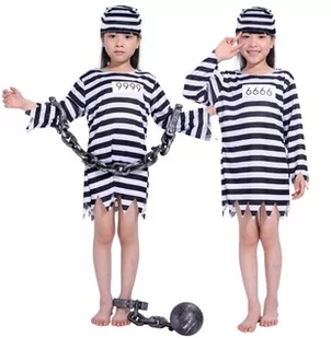 Więzień Skazaniec Pasiak Kostium Strój Na Halloween Karnawał Bal 146/152 - Stroje karnawałowe - miniaturka - grafika 1