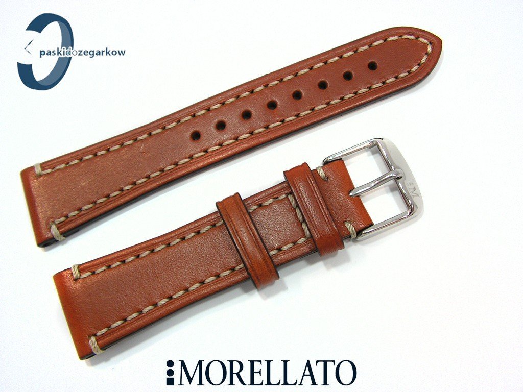 Pasek MORELLATO RAFFAELO 22 mm skórzany brązowy jasne przeszycie
