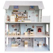 Domki dla lalek - Pastelowy Drewniany domek dla lalek Rozalia mebelki - miniaturka - grafika 1