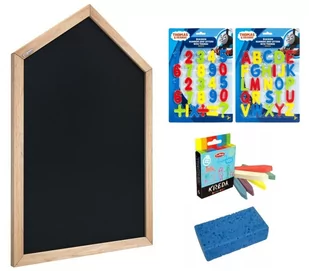 Allboards Tablica kredowa magnetyczna DOMEK 90x60 cm czarna w ramie drewnianej + gratisy HM96D+K6+G+LC-ZESTAW - Tablice i flipcharty - miniaturka - grafika 1