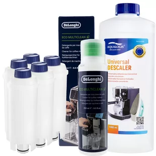 Zestaw Do Delonghi Filtr AL-S002 5szt, MultiClean DLSC550, Odkamieniacz Uniwersalny Aqualogis 1L - Akcesoria i części do ekspresów do kawy - miniaturka - grafika 1