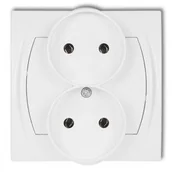 Gniazdka elektryczne - Gniazdo podwójne bez uziemienia z ramką, 2 x 2P, (bez przesłon), LGPR-2, Karlik - miniaturka - grafika 1