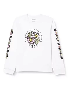 Koszulki dla dziewczynek - Vans Koszulka dziewczęca z podwyższonym kwiatem LS BFF, biała, M, biały, 10-12 lat - grafika 1