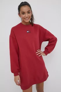 Sukienki - Tommy Jeans sukienka kolor czerwony mini prosta - grafika 1