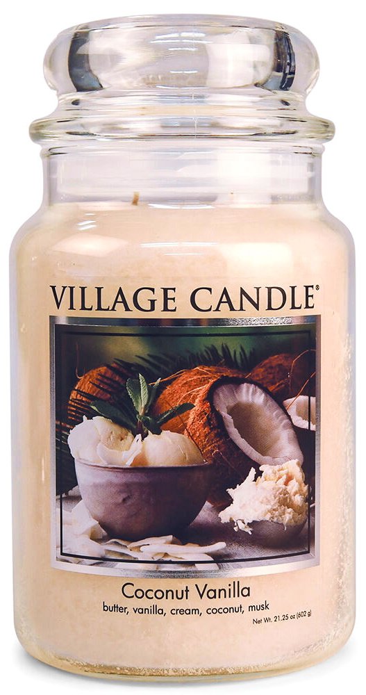 Świeca zapachowa VILLAGE CANDLE - Kokos i wanilia Czas palenia: 170 godzin