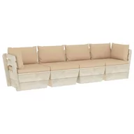 Ławki ogrodowe - vidaXL Ogrodowa sofa 4-osobowa z palet, z poduszkami, drewno świerkowe - miniaturka - grafika 1