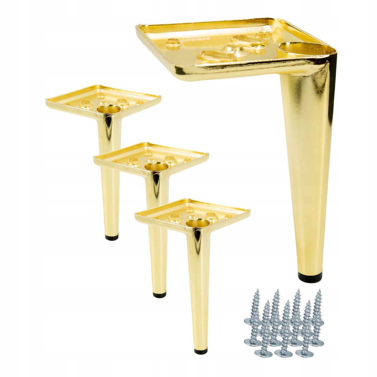 Zestaw 4 sztuk noga meblowa Szpilka złoty chrom wysokość 15 cm