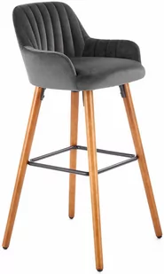 Halmar H93 hoker nogi - orzech, tapicerka - ciemny popiel - Taborety i hokery - miniaturka - grafika 1