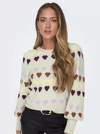 Swetry damskie - ONLY Onlhazel Ls O-Neck Bf KNT sweter damski, Pumice Stone/szczegóły: melanż, XL - miniaturka - grafika 1
