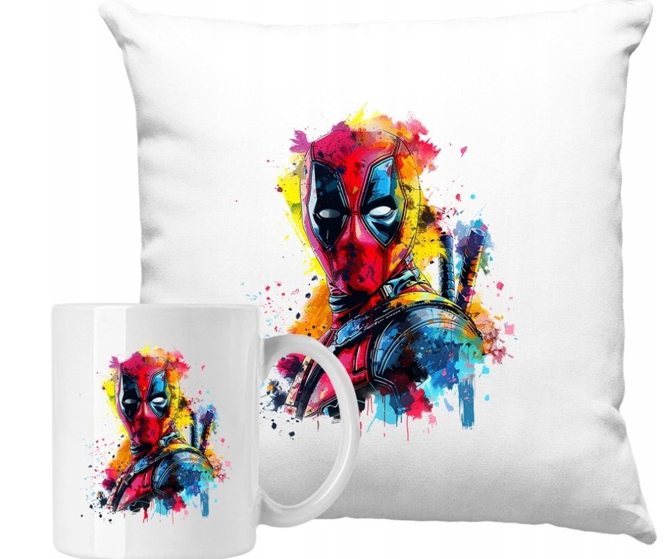 ZESTAW PODUSZKA + KUBEK Deadpool Marvel Wade Wilson Pomysł Na Prezent