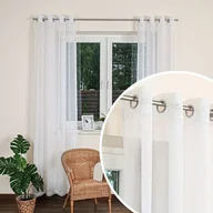 Firany - Firana gotowa etamina na srebrnych przelotkach, szerokość 140 x wysokość 250 cm, kolor biały, WITE01 - miniaturka - grafika 1