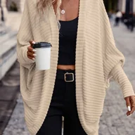 Swetry damskie - TEMU Elegancki kardigan damska - sweter z otwartą przodem, lekki, szykowny sweter na co dzień i na specjalne okazje, warstwa przejściowa na - miniaturka - grafika 1