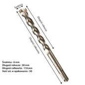 Wiertła - Wiertło do betonu 6x50/110 mm 50 szt. Makita - miniaturka - grafika 1
