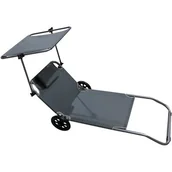 Leżaki ogrodowe - Leżak ENERO CAMP Wielofunkcyjny z daszkiem na kółkach 1055787 Szary - miniaturka - grafika 1