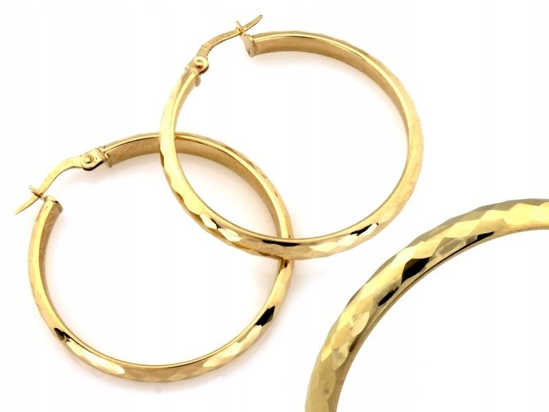 Kolczyki złote 585 diamentowane koła 25mm 2.09g zapięcie Kreol na co dzień