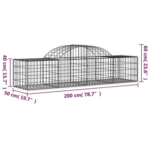 vidaXL Kosze gabionowe, 5 szt, 200x50x40/60 cm, galwanizowane żelazo - Ogrodzenia - miniaturka - grafika 7