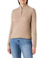 Swetry damskie - ONLY Damski sweter z dzianiny High Neck Zip, beżowy/szczegóły: melanż, S - miniaturka - grafika 1