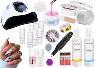 Zestawy do manicure i pedicure - Zestaw do przedłużania hybryd z żelem, lampą Sun X10 MAX i frezarką - miniaturka - grafika 1