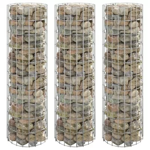 vidaXL Okrągłe donice gabionowe, podniesione, 3 szt., stal, Ø30x100 cm - Donice - miniaturka - grafika 1