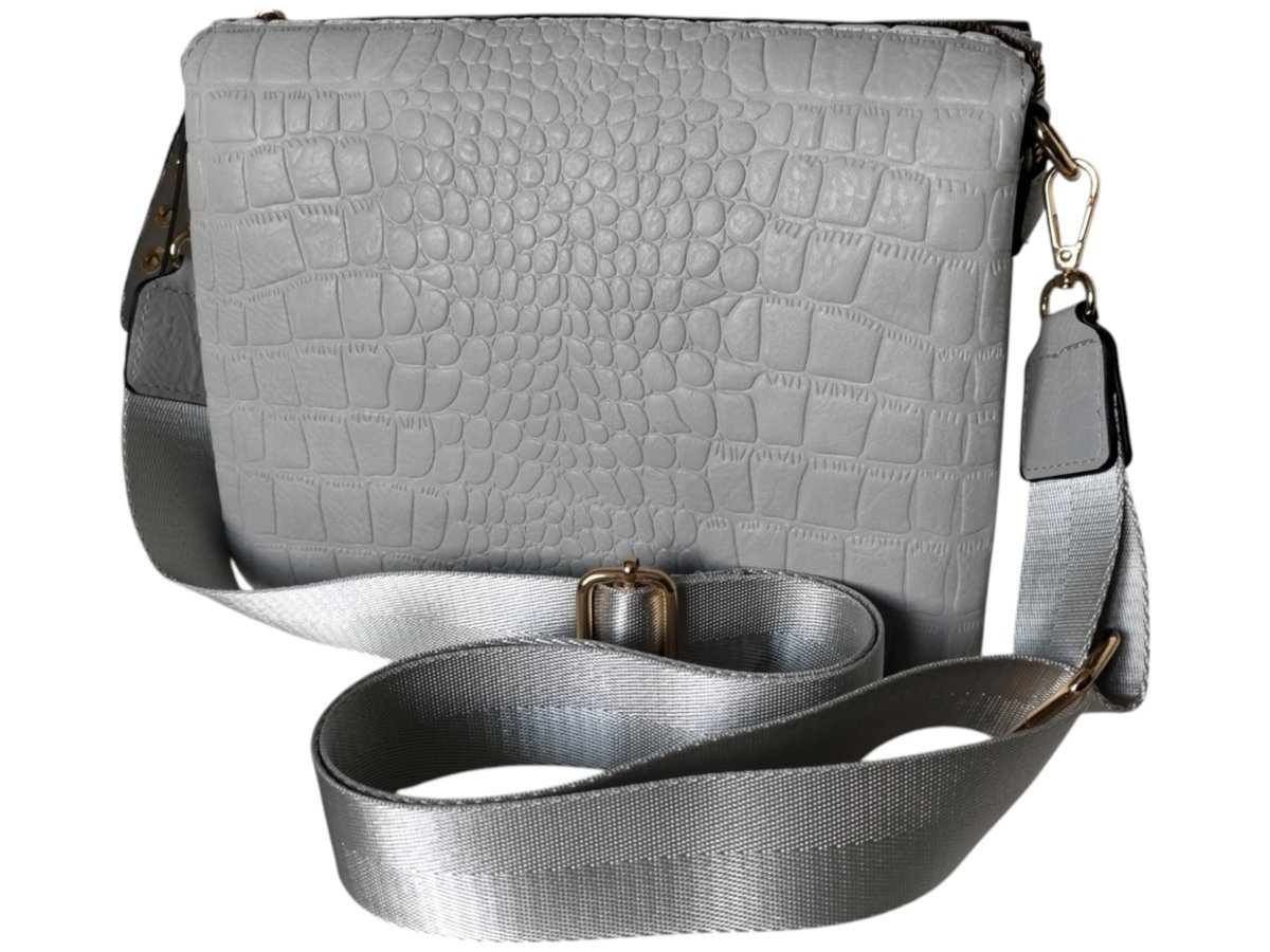 Torebka Damska, Stylowa Mała Listonoszka Na Ramię Szara, Miejska