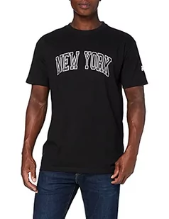 STARTER BLACK LABEL Męski T-shirt z nadrukiem Nowego Jorku, wyszywane logo, naszywka na brzegu, męska koszulka z bawełny, dostępna w kolorze czarnym i białym, rozmiar XS do XXL, czarny, L - Koszulki męskie - miniaturka - grafika 1