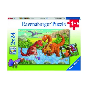 Ravensburger 2x24 EL Bawiace sie din ozaury GXP-727497 - Puzzle - miniaturka - grafika 2