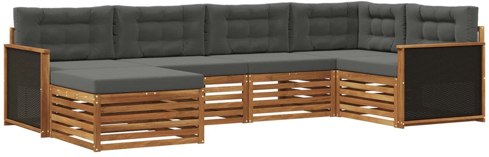 vidaXL Zestaw sof na zewnątrz z poduszką 6 pcs Naturalny i Antracytowy