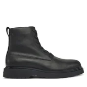 Botki męskie - Trzewiki Calvin Klein Combat Ess Lace Up Zip Boot Lth YM0YM01373 Czarny - miniaturka - grafika 1